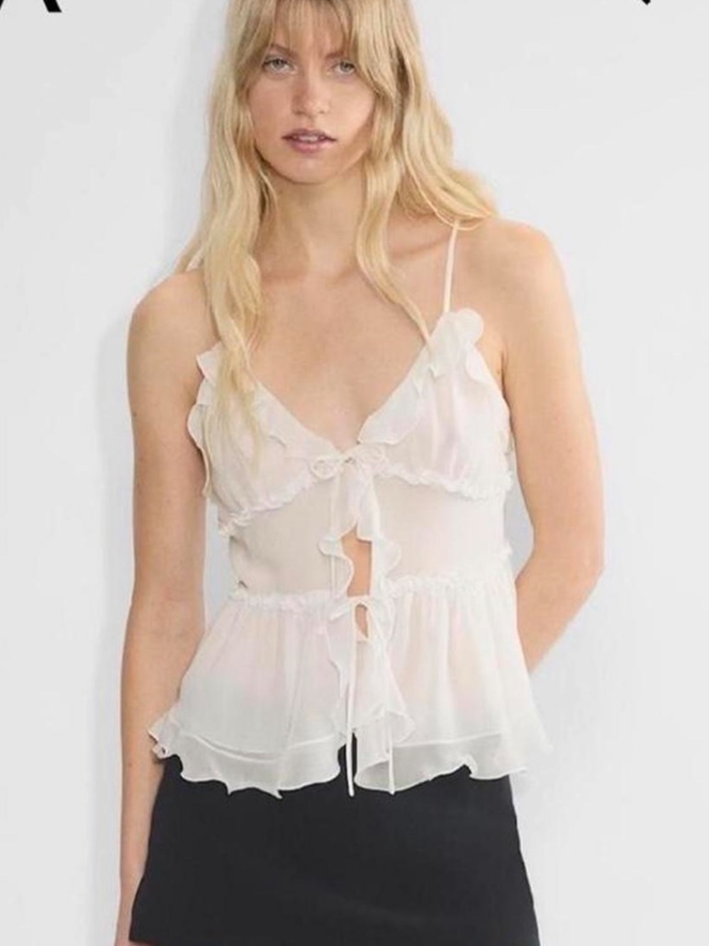 Wilfred White Ruffle Chiffon Camisole Top